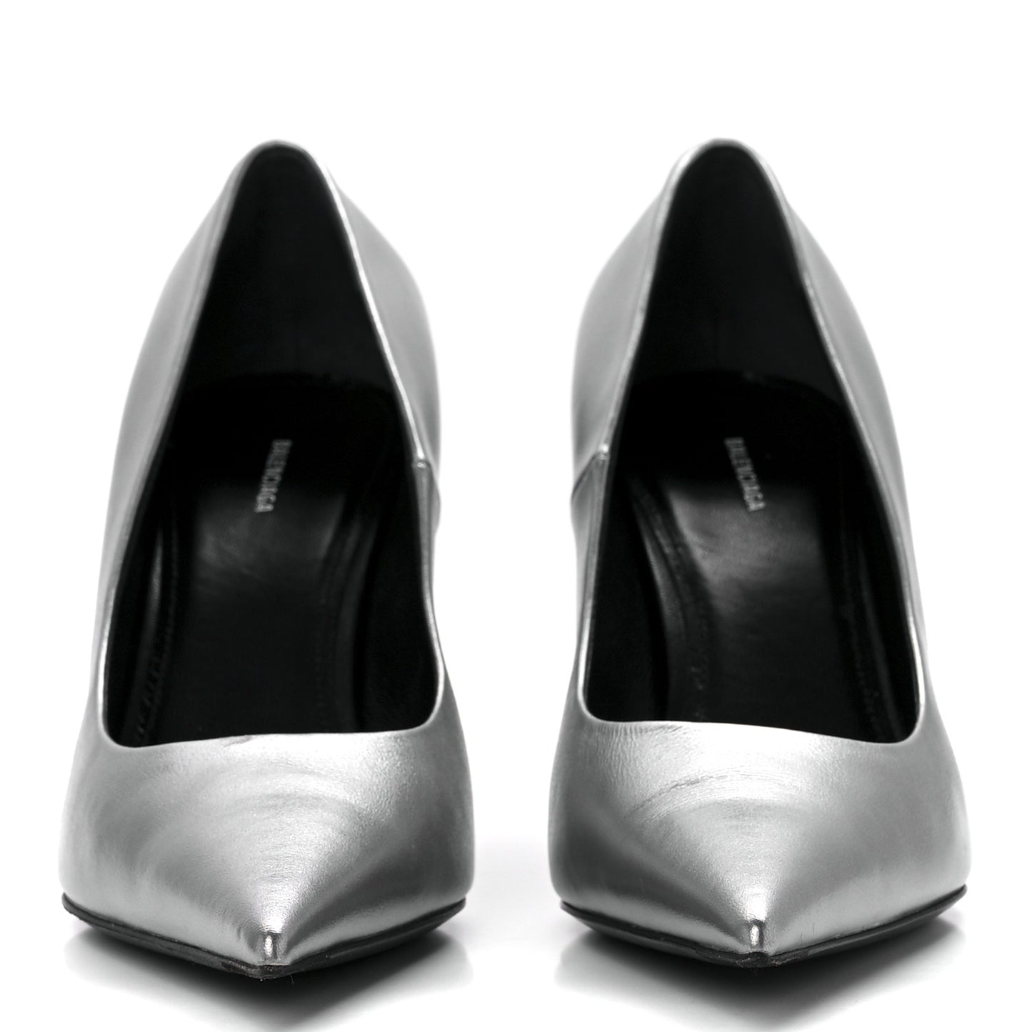 Metallic Nappa Square Knife 80mm Pumps 37 Silver