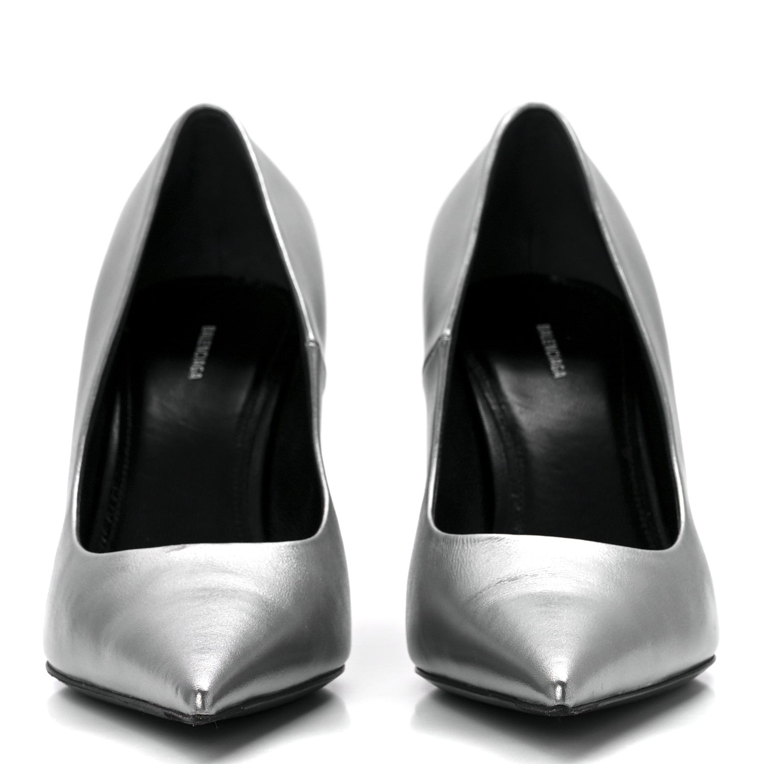 Balenciaga Metallic Nappa Square Knife 80mm Pumps 37 Silver 2 of 9