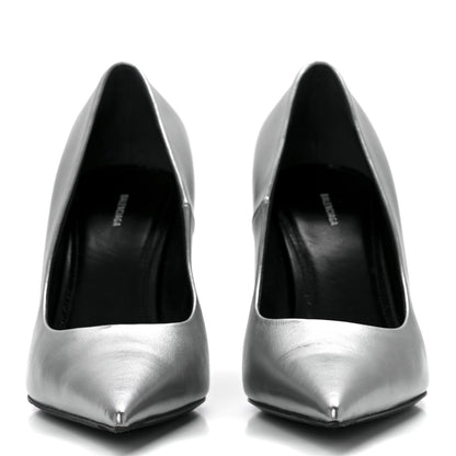 Balenciaga Metallic Nappa Square Knife 80mm Pumps 37 Silver 2 of 9