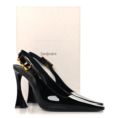 Saint Laurent Vernice Gloss Dune 110 Slingback Pumps 40 Black 11 of 11