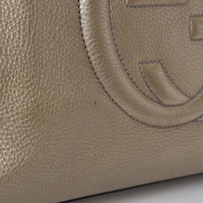 Gucci Metallic Pebbled Calfskin Medium Soho Chain Shoulder Bag Golden Beige 9 of 13