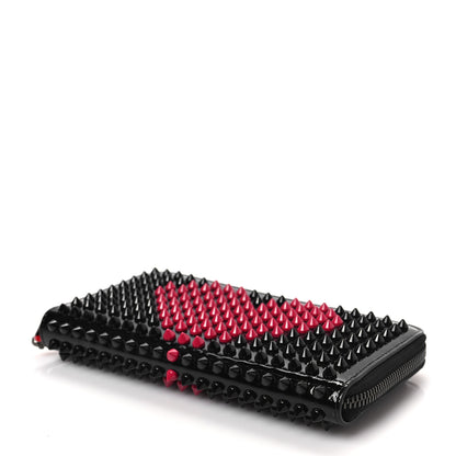 Christian Louboutin Patent Panettone Spiked Valentines Zip Around Wallet Black Fuchsia 7 of 7
