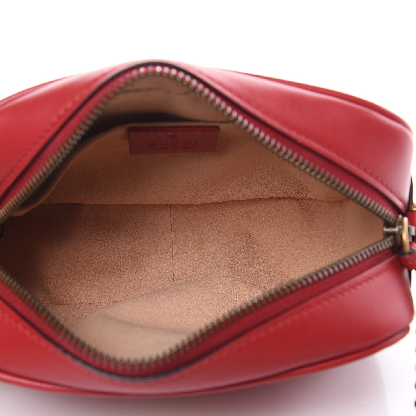 Calfskin Matelasse Mini GG Marmont Chain Shoulder Bag Hibiscus Red
