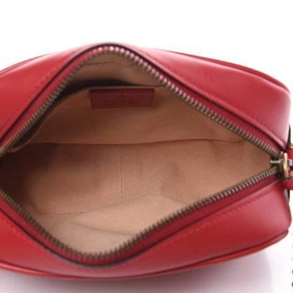 Gucci Calfskin Matelasse Mini GG Marmont Chain Shoulder Bag Hibiscus Red 5 of 11