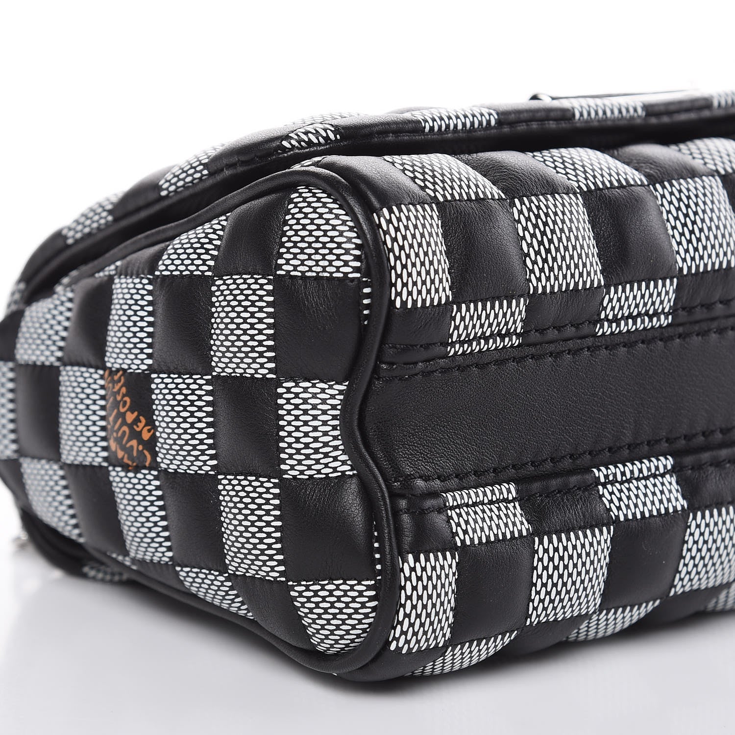 Louis Vuitton Calfskin Damier Twist Shoulder Bag BB Black White 7 of 9