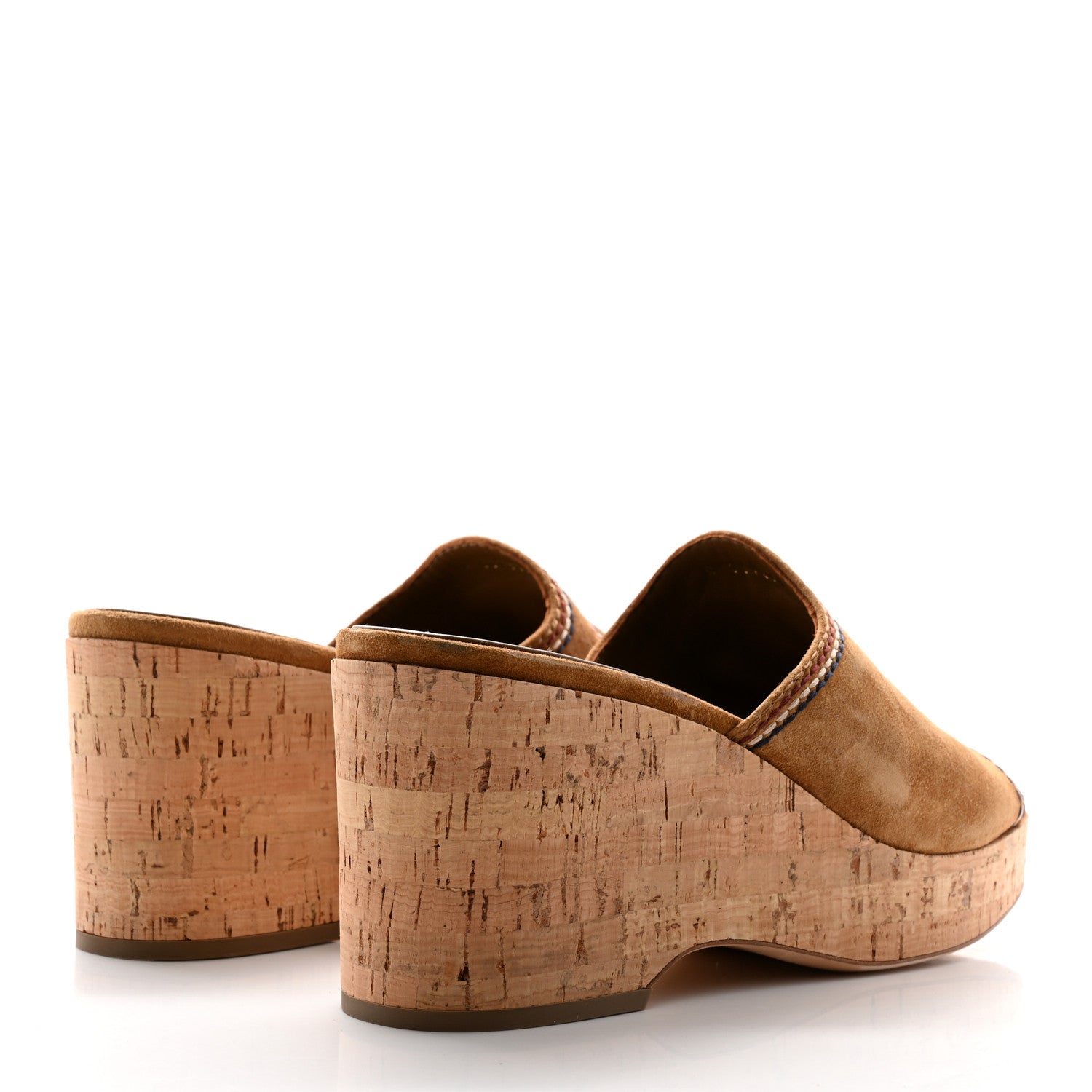 Chanel Suede Calfskin Cork CC Wedge Sandal 39.5 Brown 4 of 8
