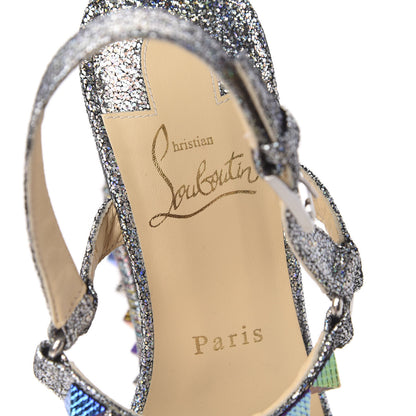 Christian Louboutin Nappa Mica Pyraclou 110 Wedge Sandals 39 Silver 7 of 8