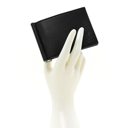 Saint Laurent Grained Calfskin Cassandre Shadow Bill Clip Wallet Black 2 of 11