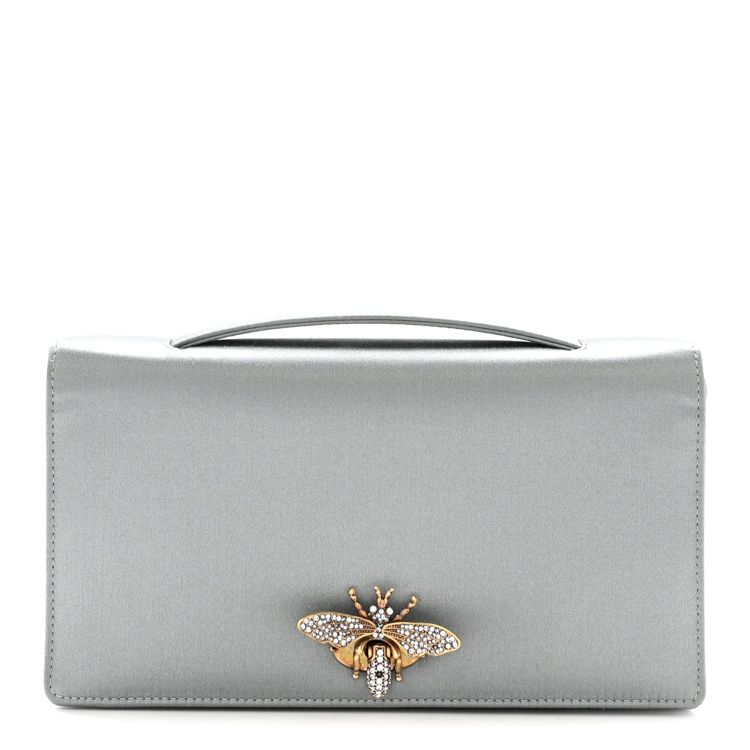 Christian Dior Satin Bee Clutch Light Iron 1 of 8