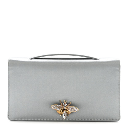 Christian Dior Satin Bee Clutch Light Iron 1 of 8
