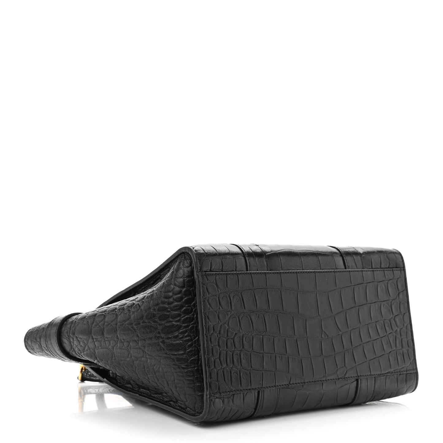 Crocodile Embossed Calfskin Small Zipped Bayswater Black