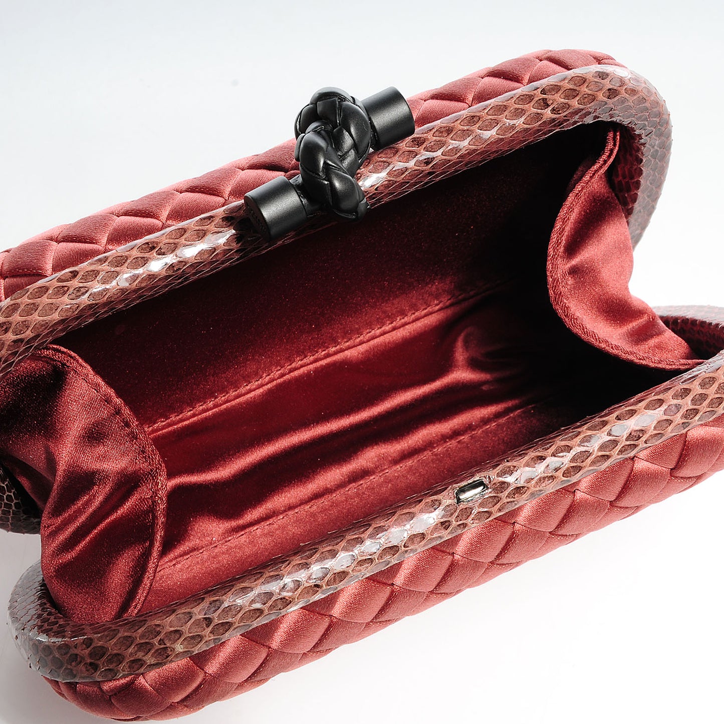 Satin Intreccio Impero Ayers Knot Clutch Magma