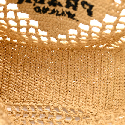 Prada Yarn Raffia Effect Crochet Logo Embroidered Small Tote Bag Naturale 5 of 9