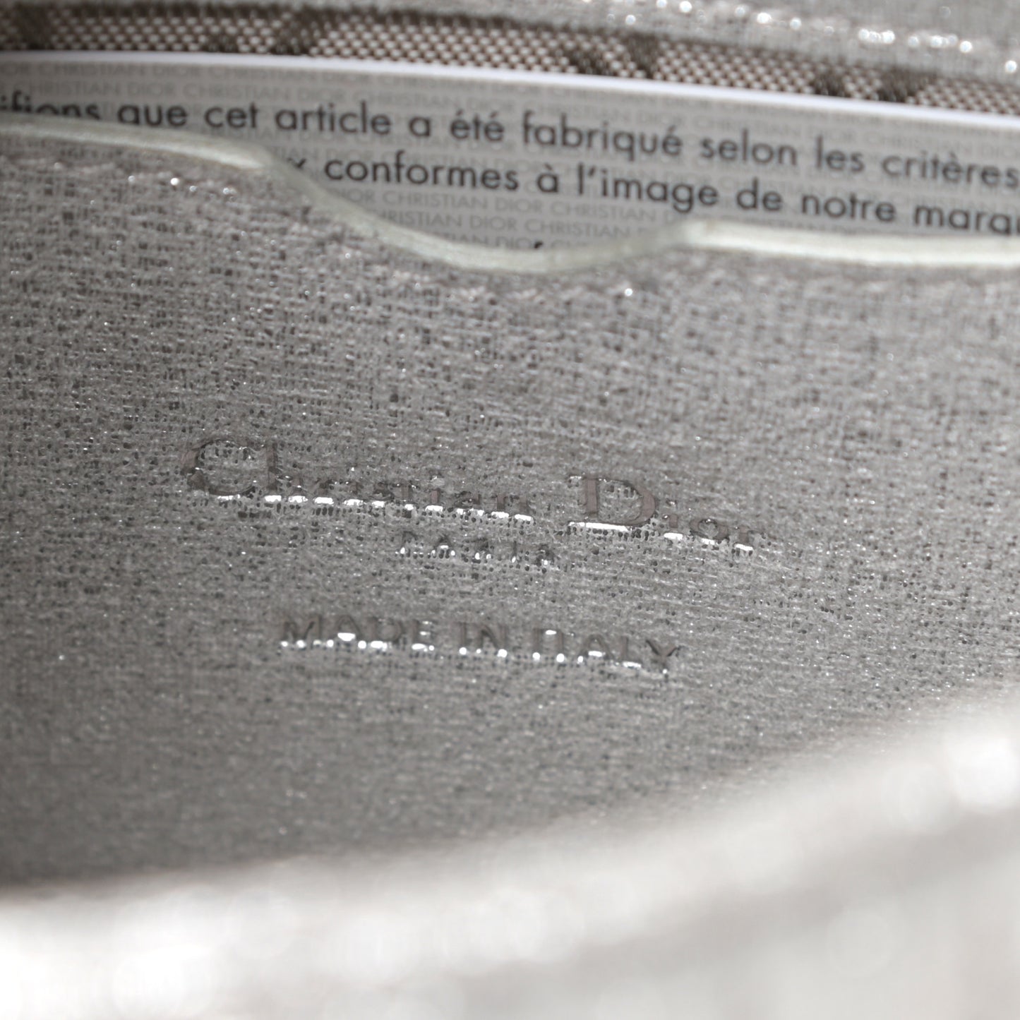 Metallic Nubuck Cannage Nano Lady Dior Silver
