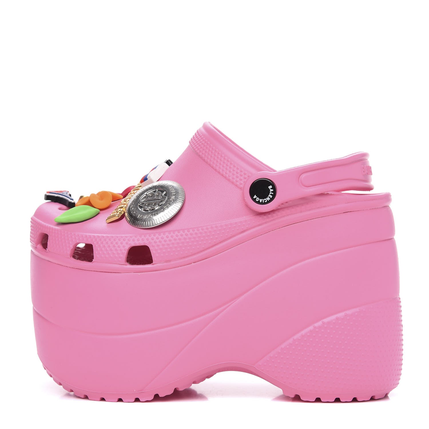 Balenciaga X CROCS Rubber Textured Womens Platform Sandals 36 Rose Bonbon 1 of 8