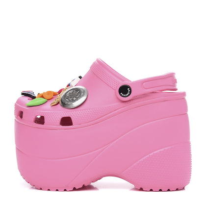 Balenciaga X CROCS Rubber Textured Womens Platform Sandals 36 Rose Bonbon 1 of 8