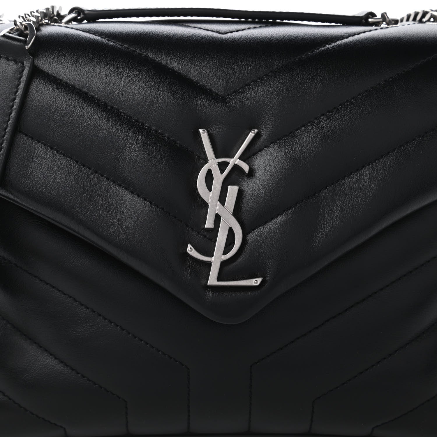 Saint Laurent Calfskin Y Quilted Monogram Small Loulou Chain Satchel Black 10 of 10
