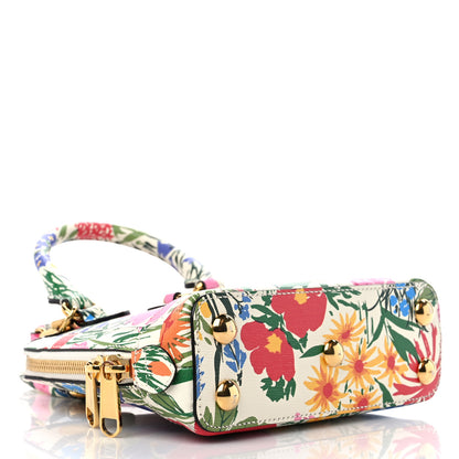 Gucci X KEN SCOTT New Shangai Calfskin Jardin D'Avril Floral Print Mini Horsebit 1955 Top Handle Bag Ivory Pink Wild Rose 4 of 10