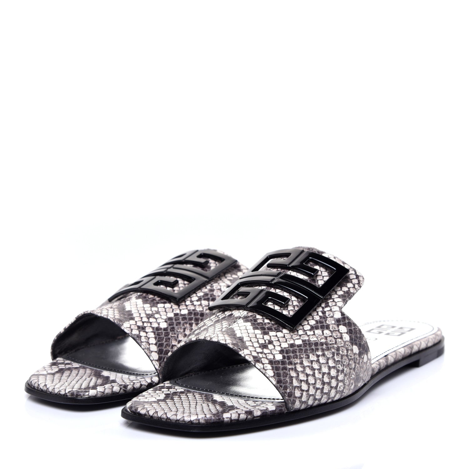 Givenchy Calfskin Python Print 4G Flat Sandals 38 Stone Grey 2 of 11