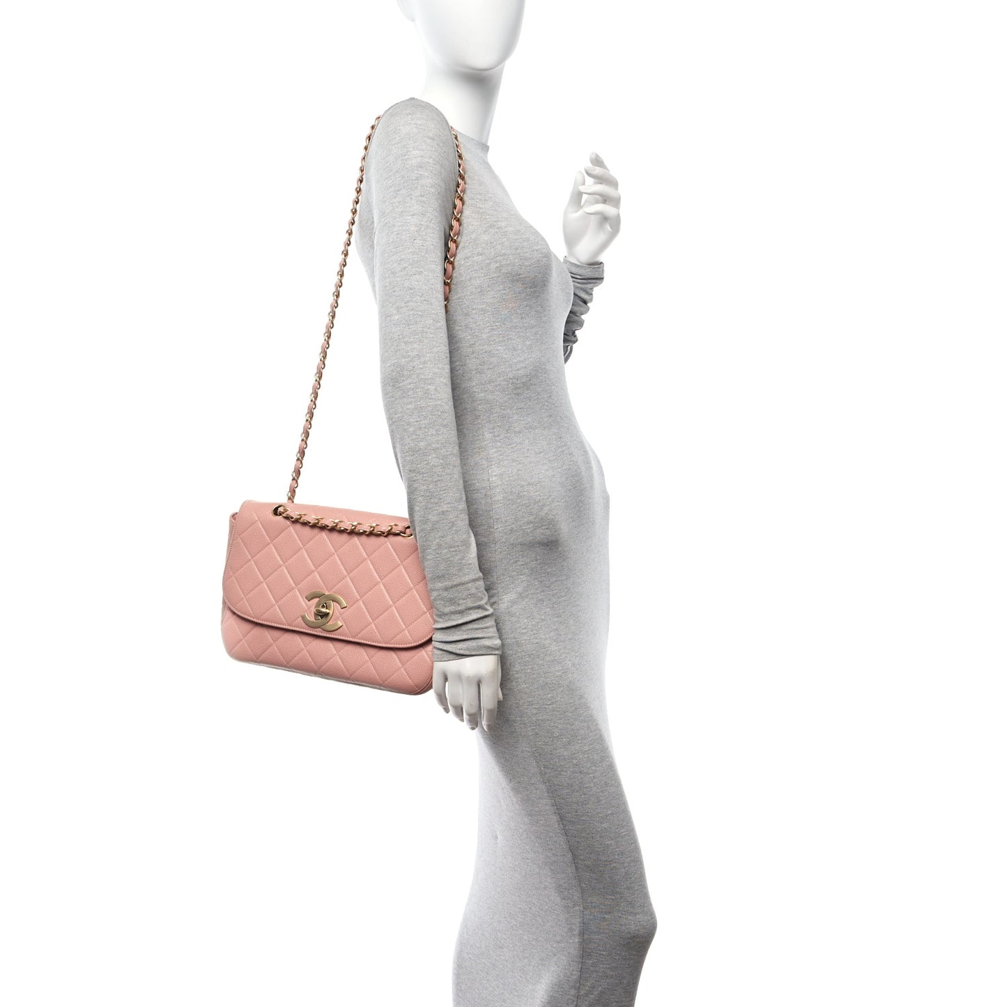 Caviar Quilted XL Jumbo Single Flap Light Pink