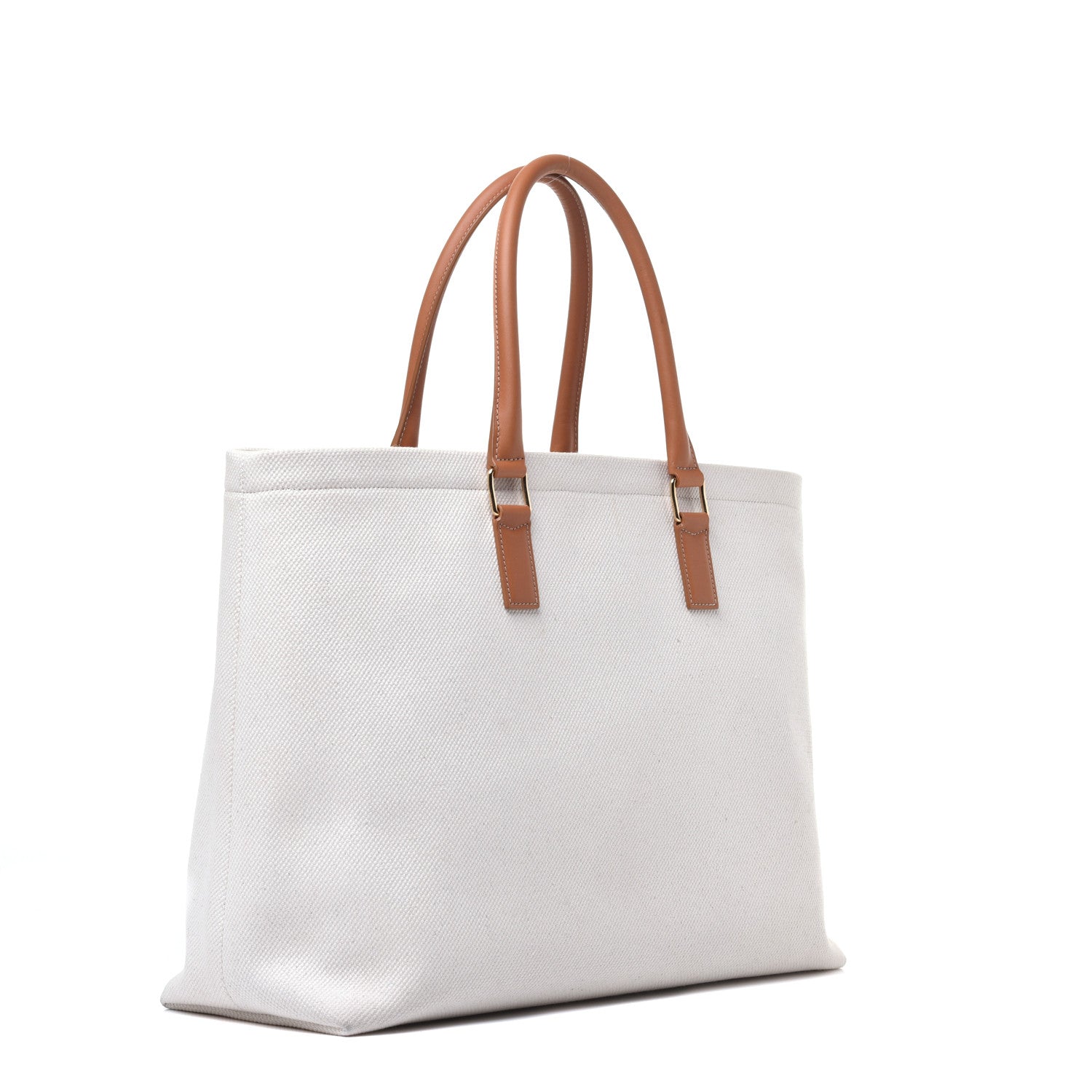 Celine Canvas Calfskin Horizontal Cabas Natural Tan 3 of 9