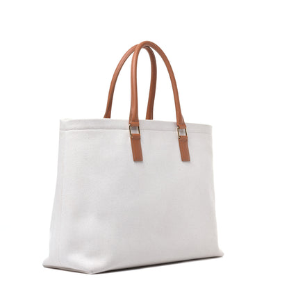 Celine Canvas Calfskin Horizontal Cabas Natural Tan 3 of 9