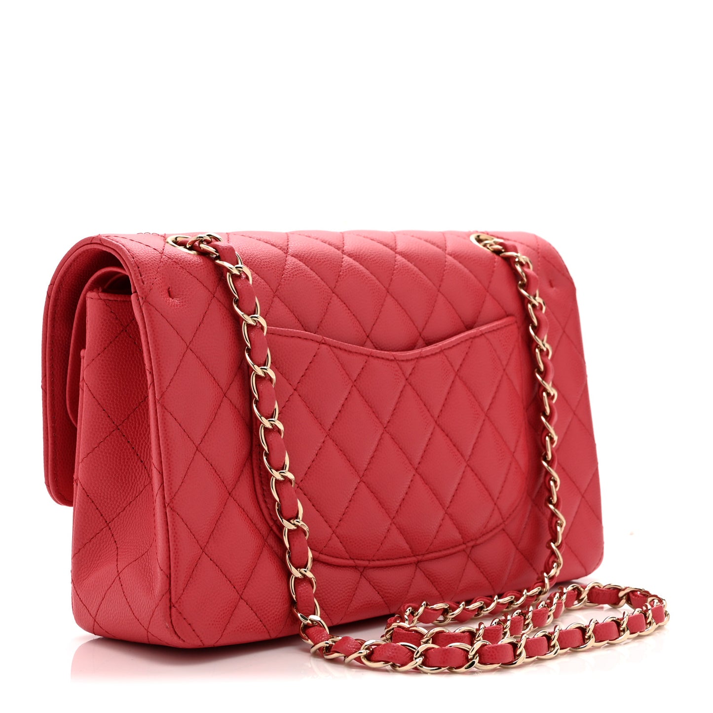Caviar Quilted Medium Double Flap Pink