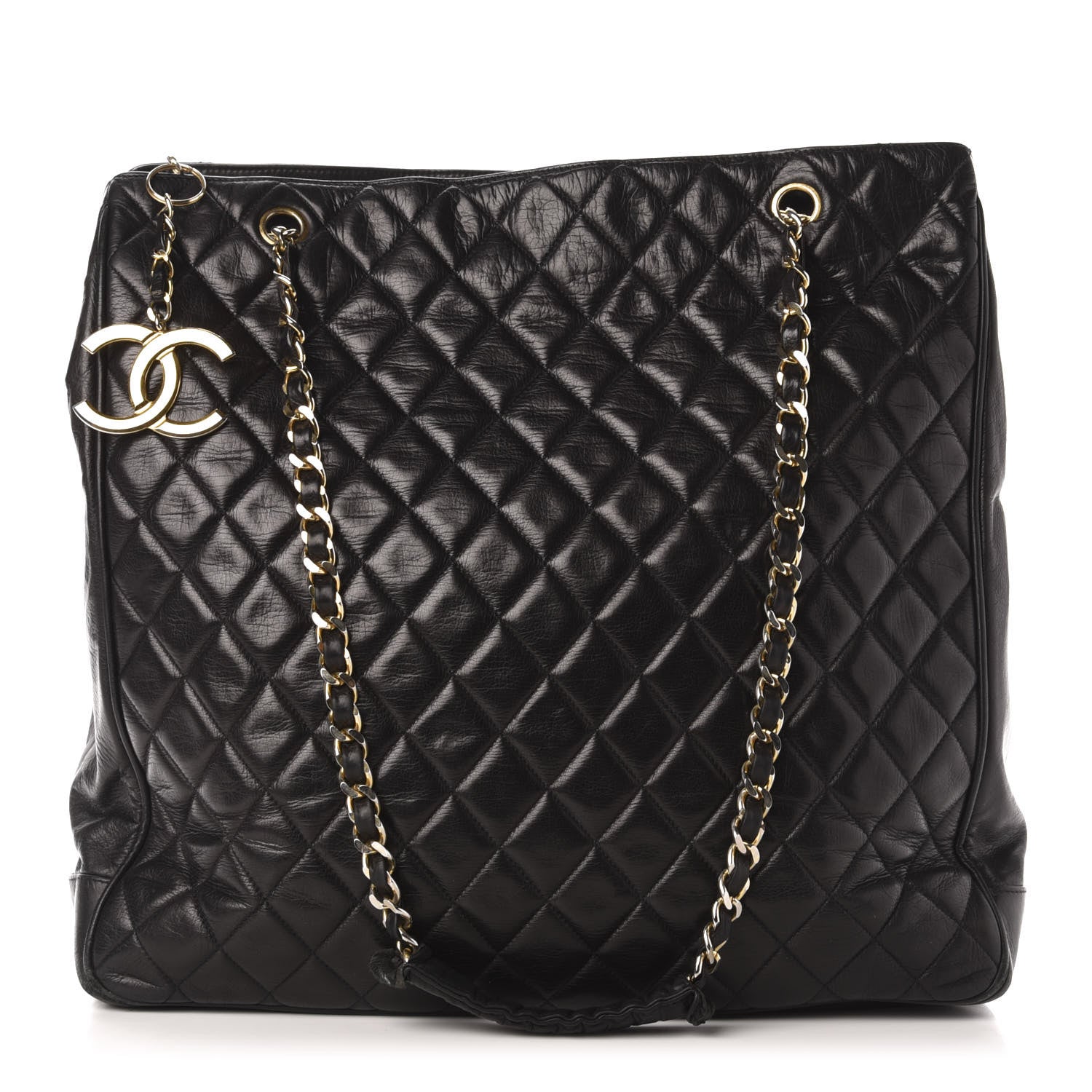 Chanel Lambskin Quilted Shopping Tote Black 1 of 14