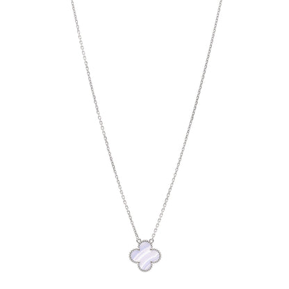 Van Cleef & Arpels 18K White Gold Chalcedony Vintage Alhambra Pendant Necklace 1 of 6