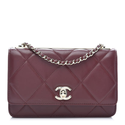 Chanel Lambskin Quilted Trendy CC Wallet On Chain WOC Burgundy 1 of 11