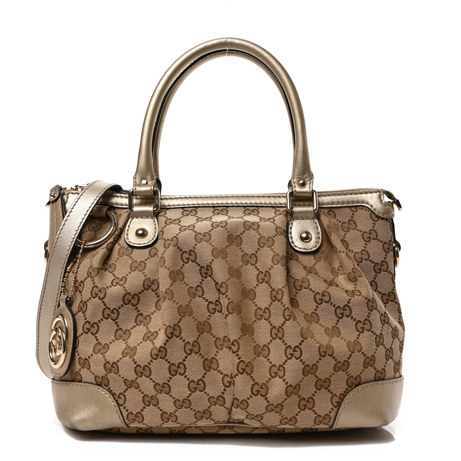 Gucci Monogram Medium Sukey Top Handle Bag Golden Beige 1 of 9