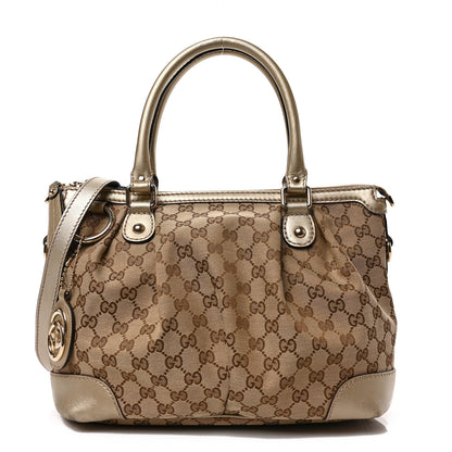 Gucci Monogram Medium Sukey Top Handle Bag Golden Beige 1 of 9