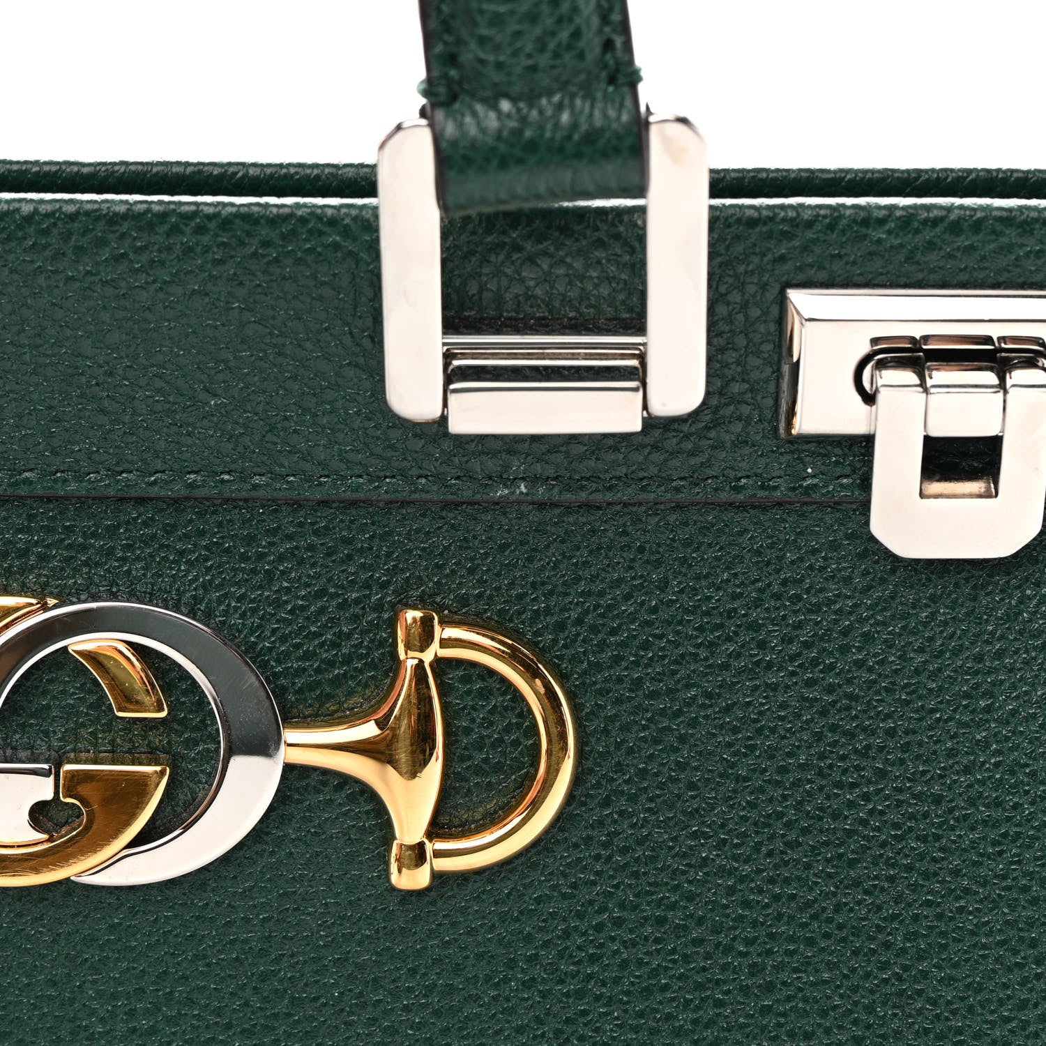 Gucci Grainy Calfskin Small Zumi Top Handle Bag Vintage Green 18 of 22