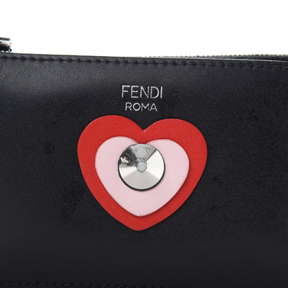 Fendi Vitello Elite Heart Coin Pouch Key Case Black 8 of 8
