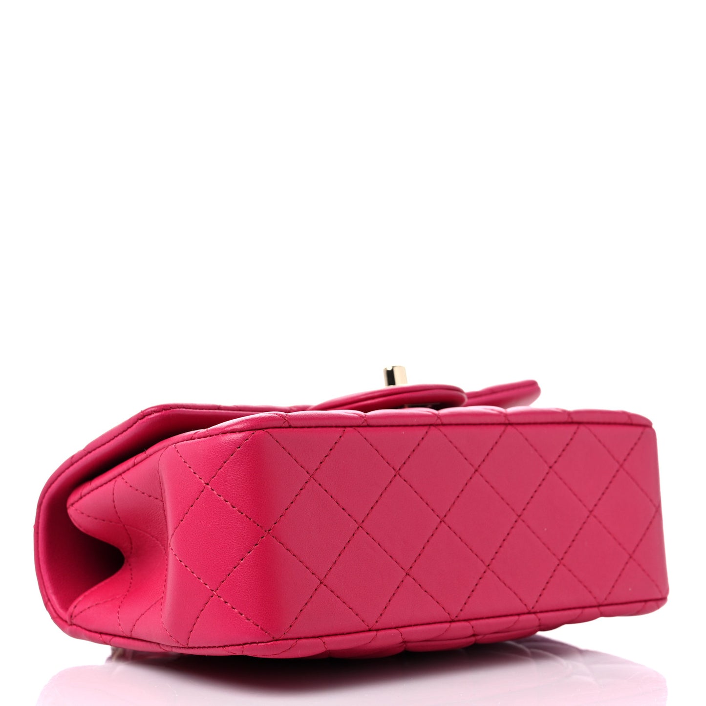Lambskin Quilted Mini Top Handle Rectangular Flap Dark Pink