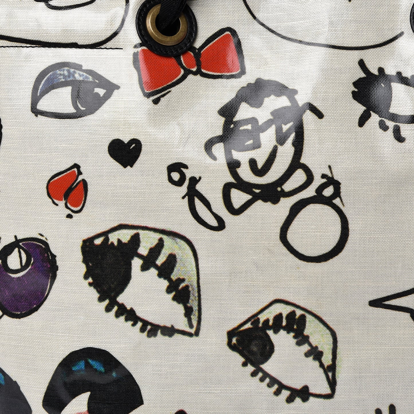 Canvas Face Printed Shopper Tote Black White
