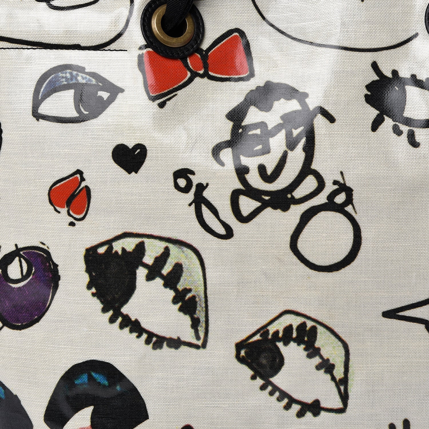 Lanvin Canvas Face Printed Shopper Tote Black White 11 of 12