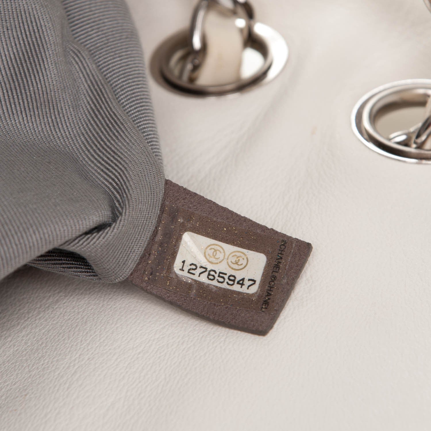 Chanel Lambskin Quilted Medium Flap Beige White 8 of 9