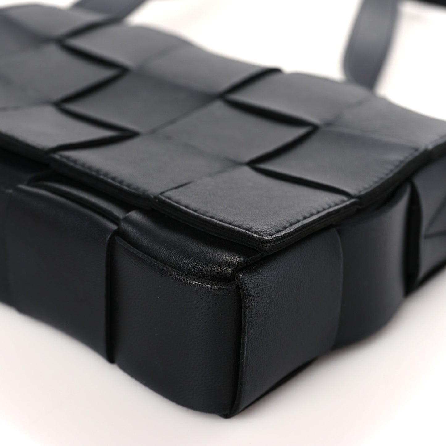 Lambskin Maxi Intreccio Small Cassette Crossbody Bag Black