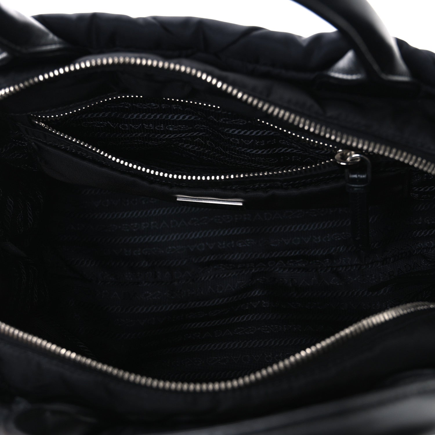Prada Re-Nylon Nappa Triangle Quilted Padded Small Double Handled Zip Tote Black 5 of 11