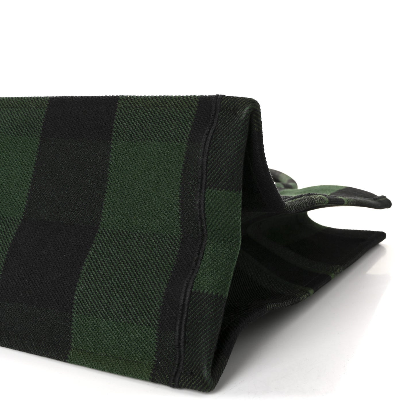 Canvas Embroidered Checkered Book Tote Black Green