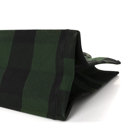 Christian Dior Canvas Embroidered Checkered Book Tote Black Green 10 of 10