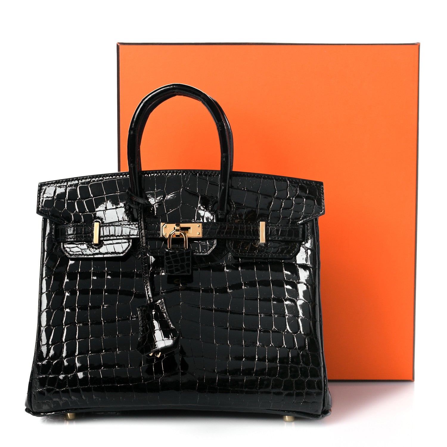 Hermes Shiny Niloticus Crocodile Birkin 25 Black 11 of 11