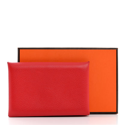 Hermes Evercolor Calvi Card Case Rouge De Coeur 8 of 8