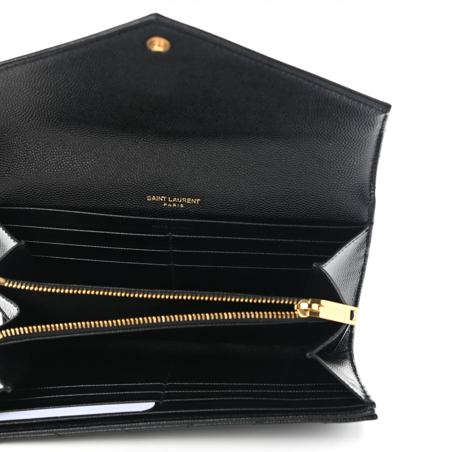 Grain De Poudre Matelasse Chevron Monogram Flap Wallet Black