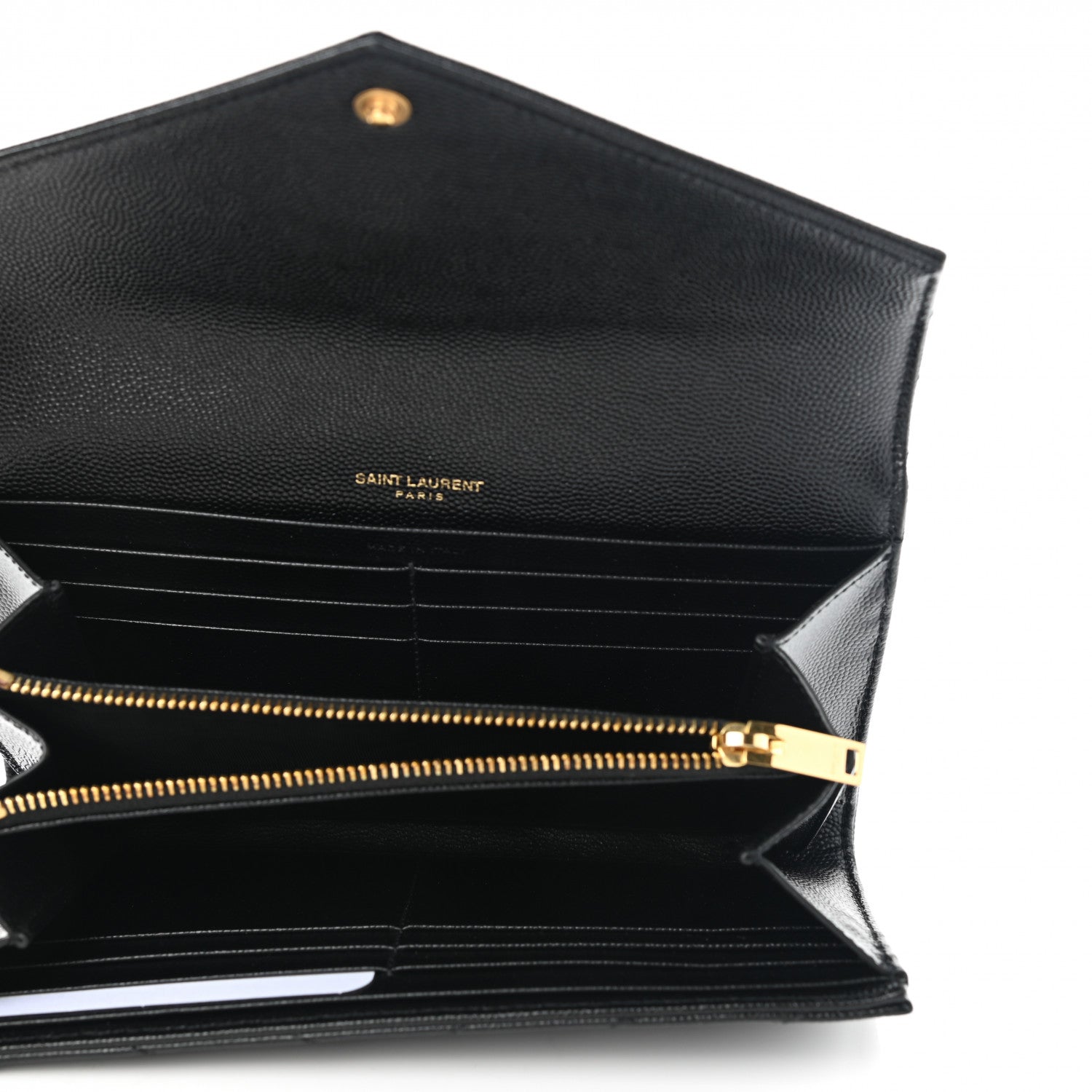 Saint Laurent Grain De Poudre Matelasse Chevron Monogram Flap Wallet Black 5 of 8
