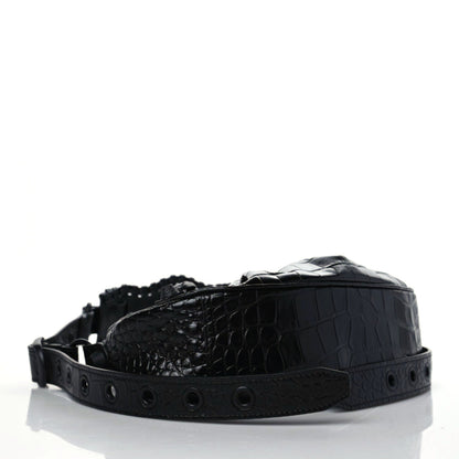 Balenciaga Extra Supple Calfskin Crocodile Embossed Monochrome Le Cagole Shoulder Bag XS Black 8 of 9