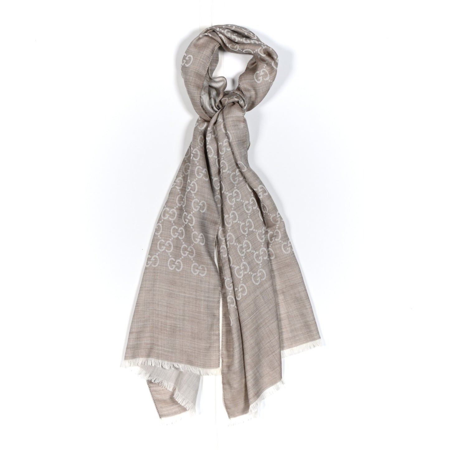 Wool Silk GG Monogram GGNat Scarf Sand