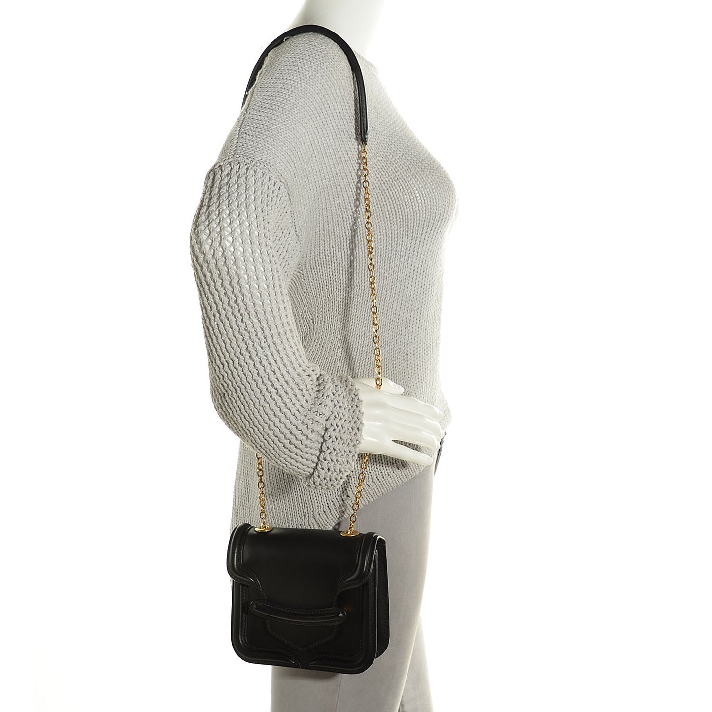 Calfskin Mini Heroine Chain Satchel Black