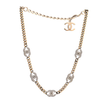 Chanel Crystal Chain CC Link Choker Gold Silver 3 of 6